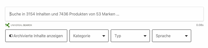OXOMI Archiv in horizontaler Filterleiste