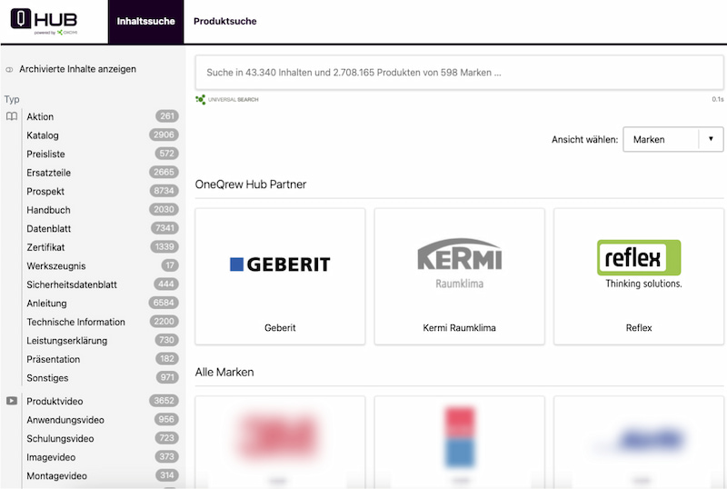 Die Startseite des OneQrew Hub