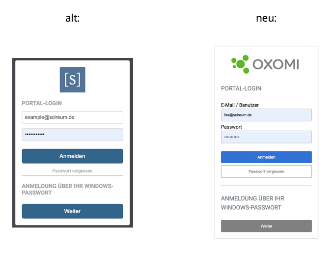 Login OXOMI neu