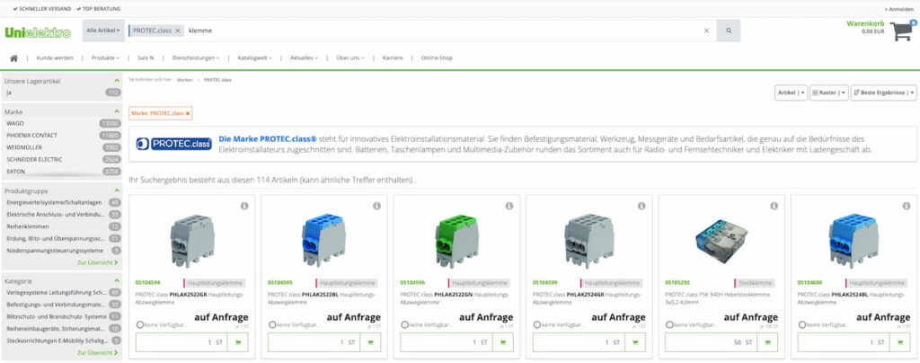 Die neue Navigator-Suche bei UNI ELEKTRO