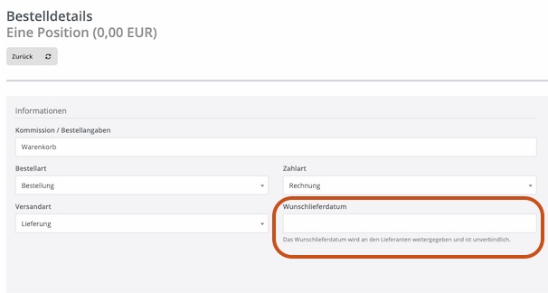 SellSite Wunschlieferdatum