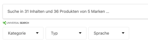 horizontale Filterleiste in der UniversalSearch Integration