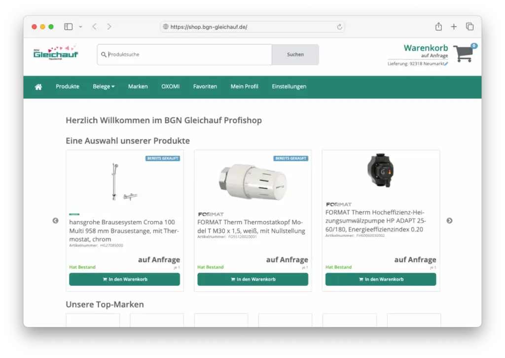 BGN Gleichauf SellSite Startseite